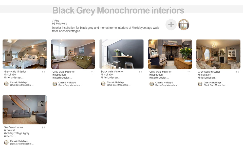 Black grey monochrome interiors