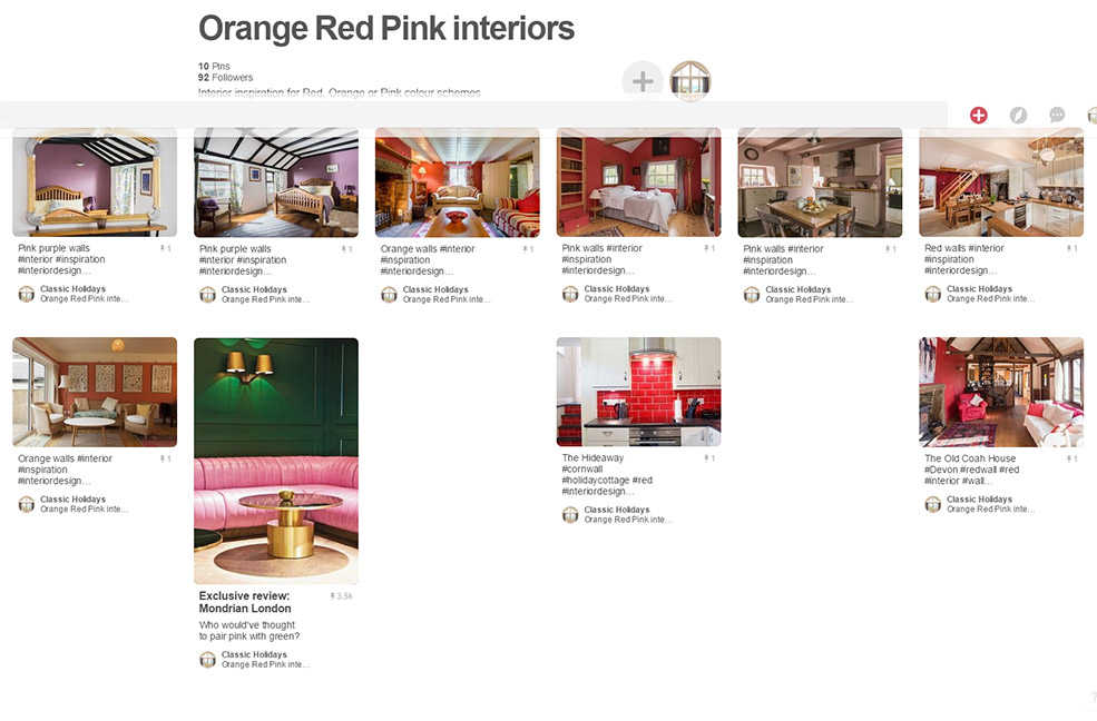 Orange red pink interiors