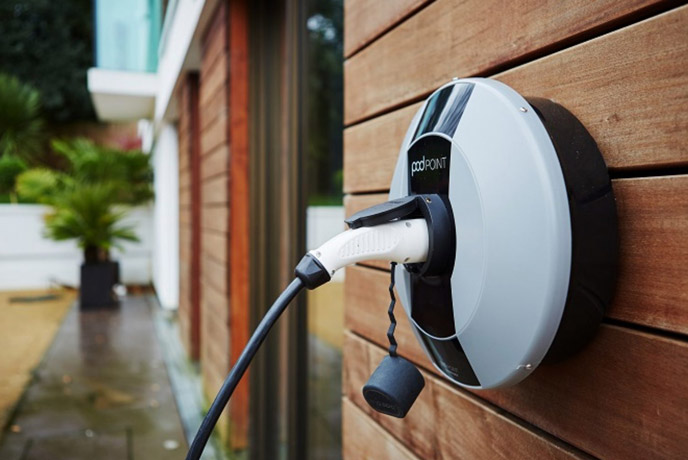 Electric car charging point at a holiday home