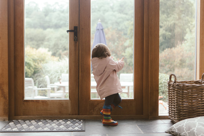 Child looking out the window