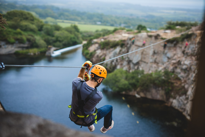 Zip wire at Via Ferrata in Corwall