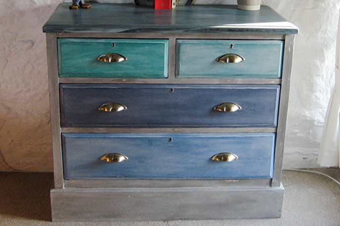 An upcycled chest of drawers