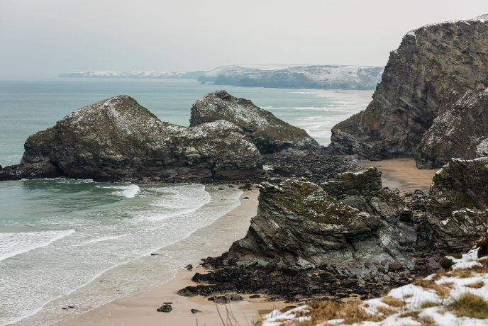 watergate bay covered in snow