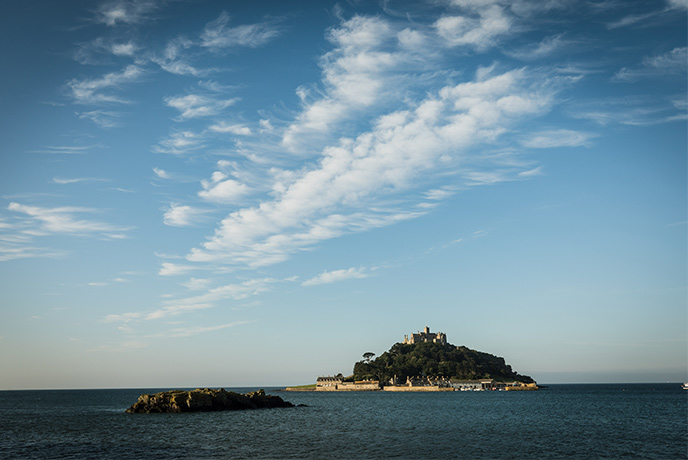 The dramatic St Michael's Mount surrounded by sea