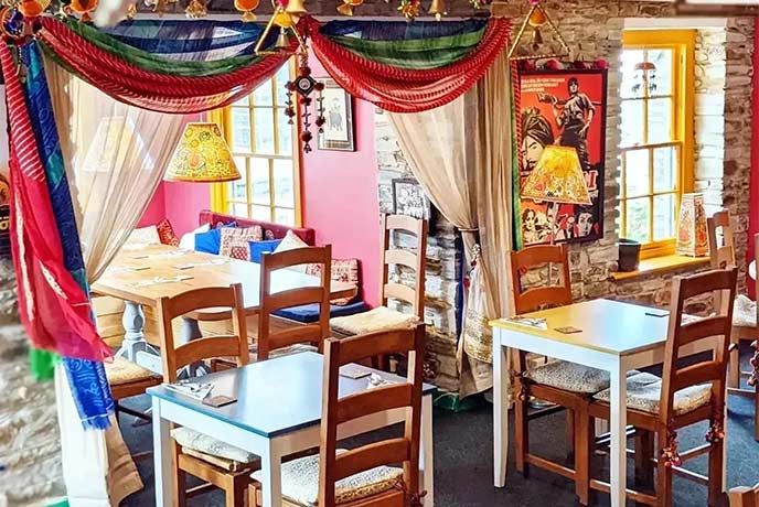 The colourful interior of Daaku in Falmouth