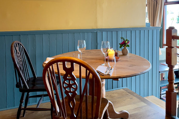 A table for two at The Old Coastguard Inn in Mousehole