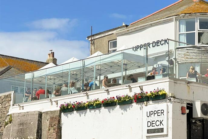 The Upper Deck terrace at The Sloop Inn in St Ives