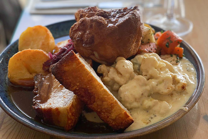A plate full of a delicious Sunday roast at The Loft in St Ives