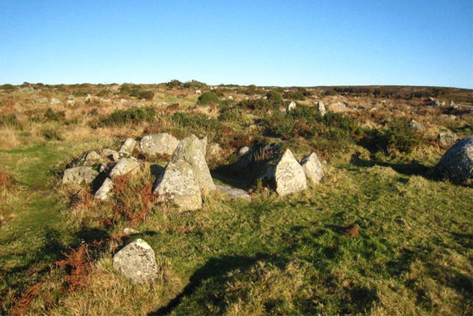 A small circle of ancient stones at Bodrifty in Cornwall