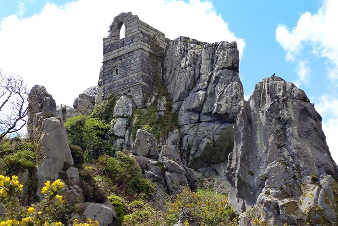 The ruins of Roche Rock in South Cornwall