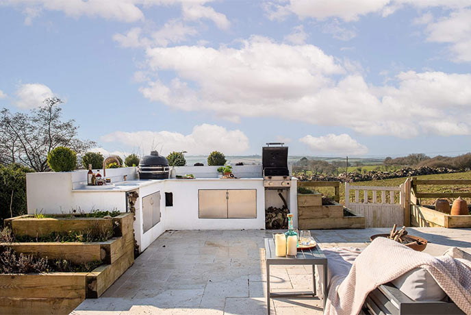 The outdoor kitchen at a Cornish cottage