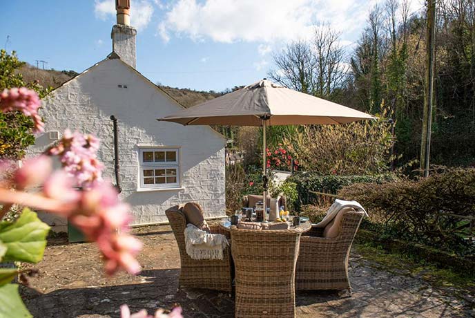 Sunny terrace at Inglenook Cottage