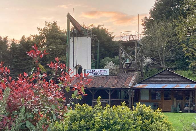 The entrance to Poldark Mine at sunset