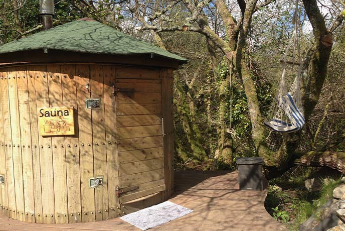 The wooden sauna at Spa Soma in Cornwall