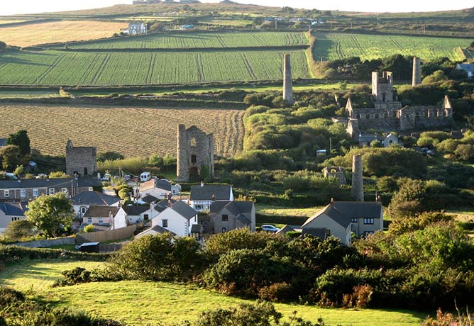 The pretty village of Carn Brea from Carnkie
