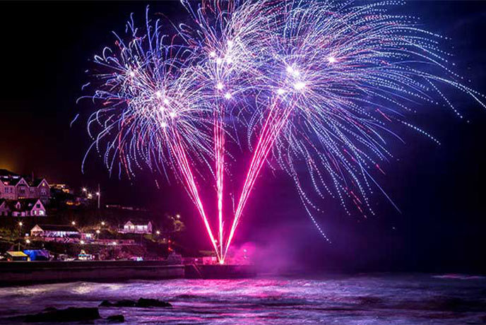A huge fireworks display above Newquay for New Year's Eve