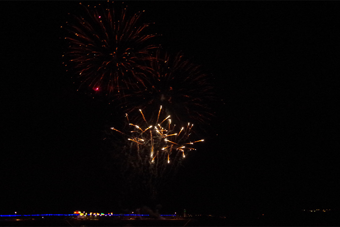 Fireworks lighting up the night sky over St Ives on New Year's Eve