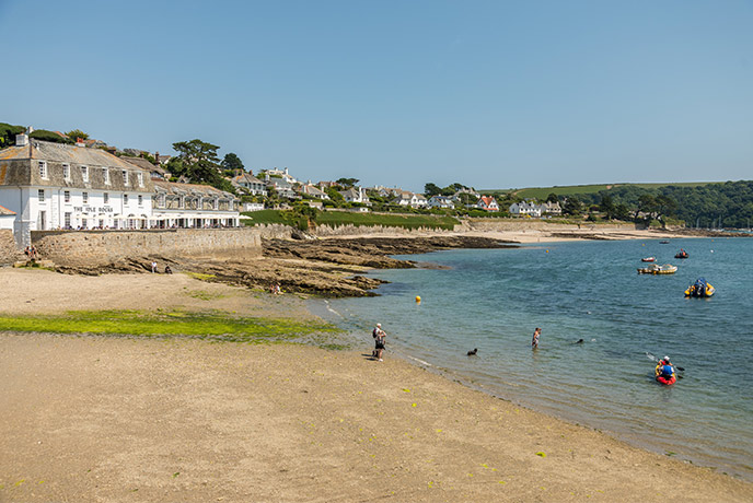Looking across Idles beach in St Mawes with The Idle Rocks in the background