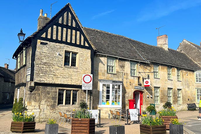 The former post office turned coffee shop The Coffee Post in the Cotswolds