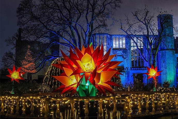 The incredible display in the gardens during the Sudeley Castle Spectacle of Light