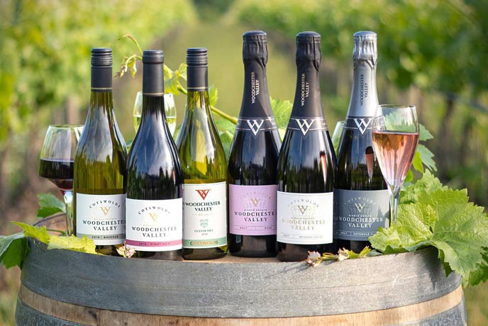 A selection of Woodchester Valley's wines at their vineyard