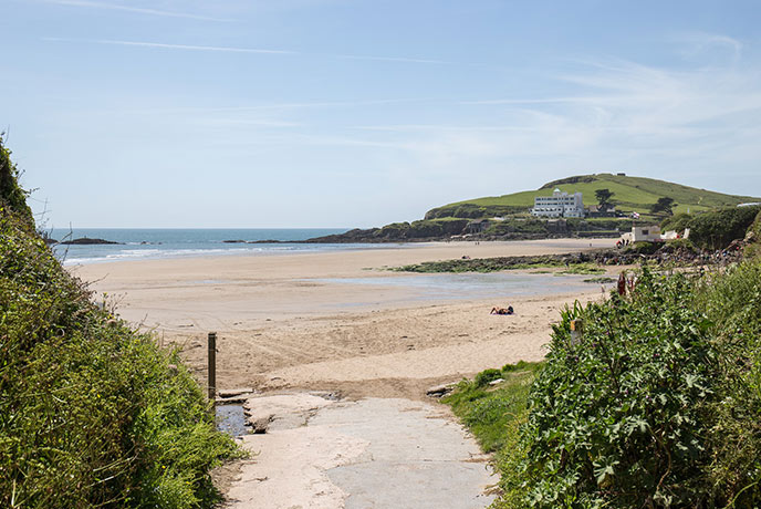 Looking out across the beach at Bigbury-on-Sea at Burgh Island