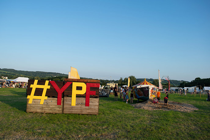 Giant letters spelling #YPF at Yarty Party Festival