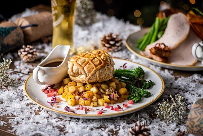 A festive beef wellington at The Saint George and Dragon pub in Exeter