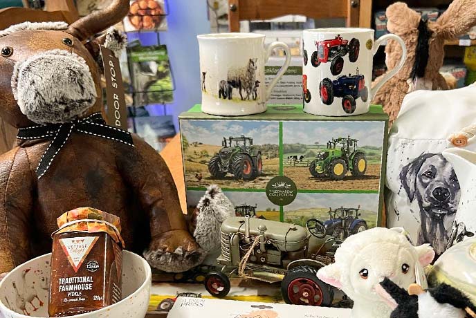 A selection of gifts on display at Blackberry Farm shop in Devon