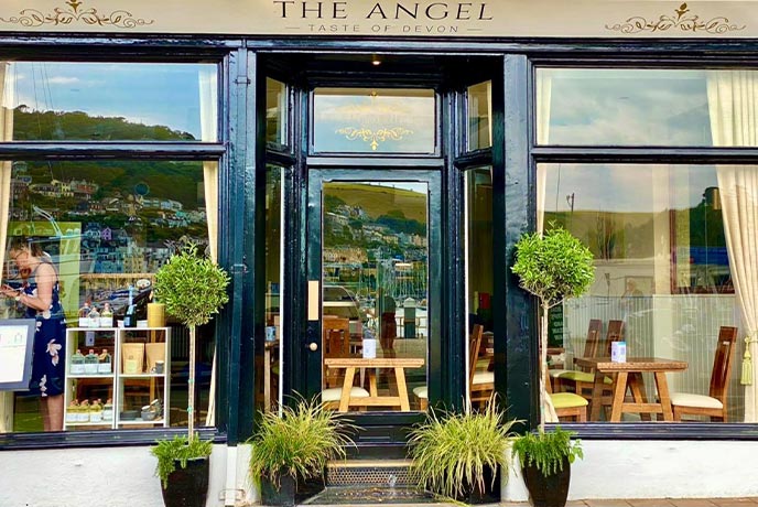 The door and windows at the front of The Angel