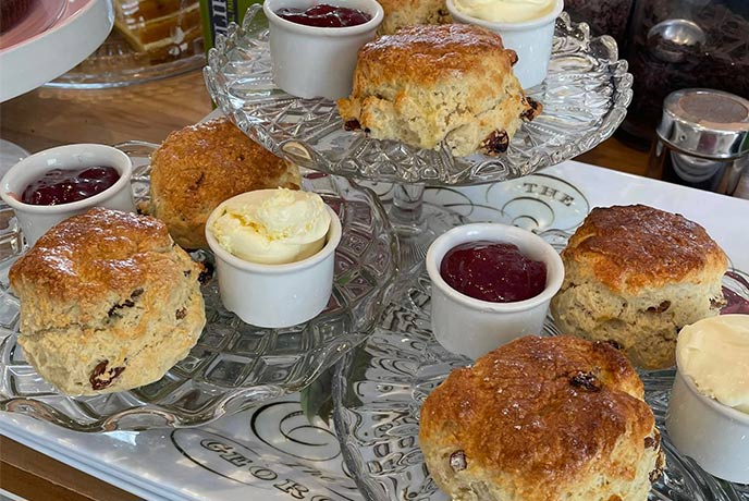 A selection of cream teas at Indulgence Tea Rooms in Newton Abbot where you'll find one of the best afternoon teas in Devon