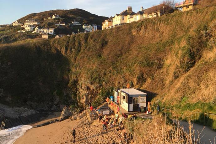 The converted shipping container that houses Barricane Beach Café in Devon