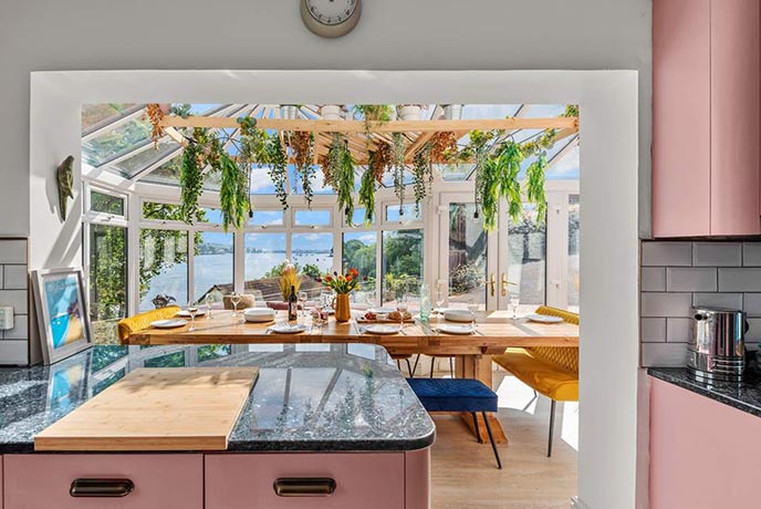 Dining area with a view of the sea