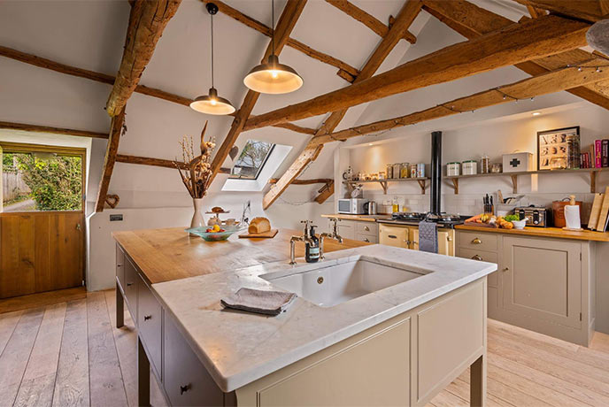 The cosy kitchen at Rydon cottage in Devon