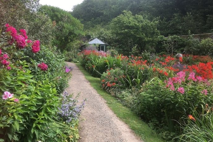 A garden path at Hartland Abbey in Devon