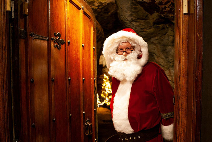 Father Christmas in his grotto at Kents Cavern