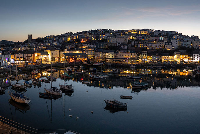 Brixham Harbour in the evening