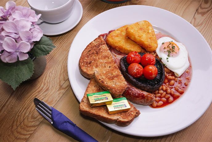 A full English breakfast at The Walled Garden in Moreton in Dorset