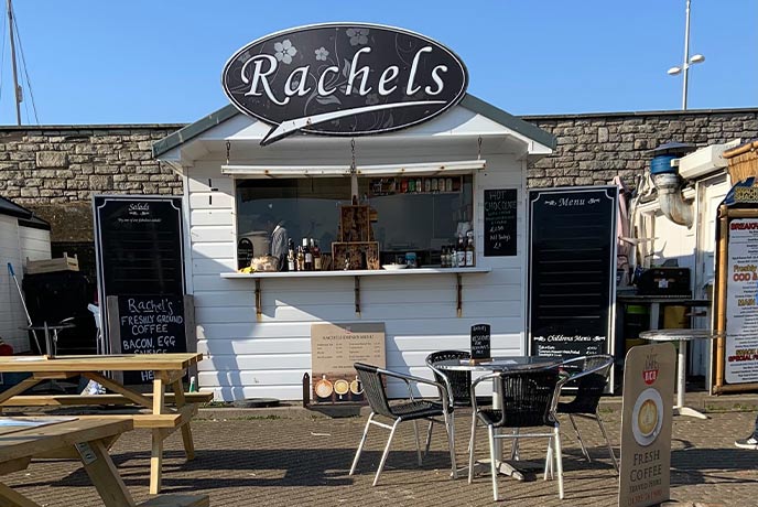 Rachel's famous fish and chip stand at West Bay in Dorset