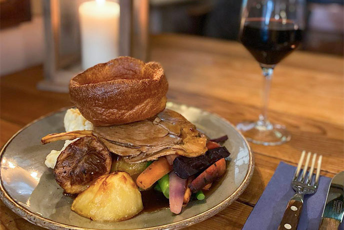 A roast dinner at The Old Thatch in Dorset