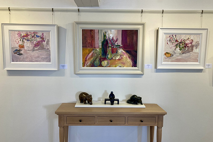 A selection of paintings hanging in The Jerram Gallery, one of the best galleries in Dorset