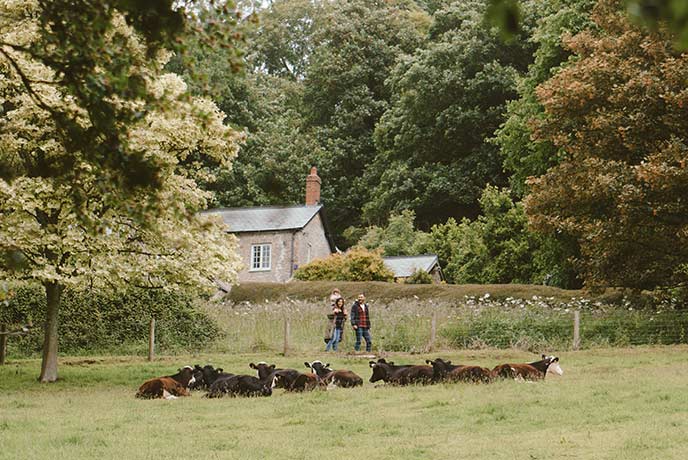 Family walking in the East Devon countryside