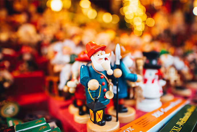 Little wooden toys at a Christmas market