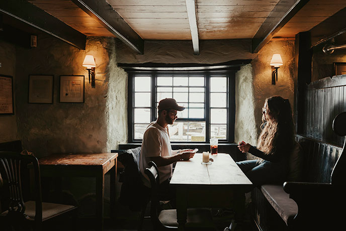 Couple playing card games 