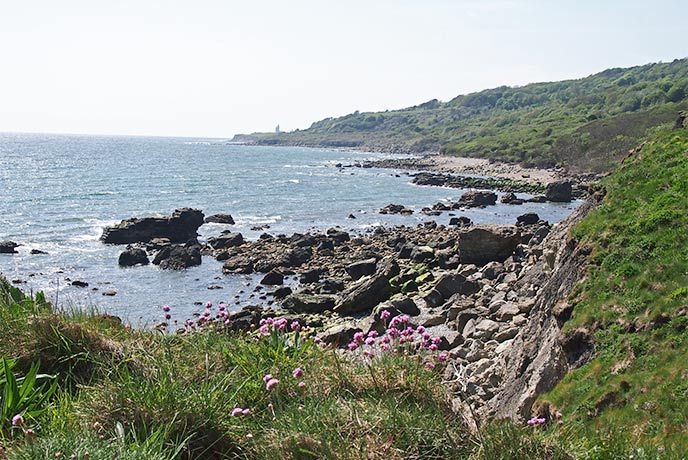 The rocky and secluded Binnel Bay on the Isle of Wight