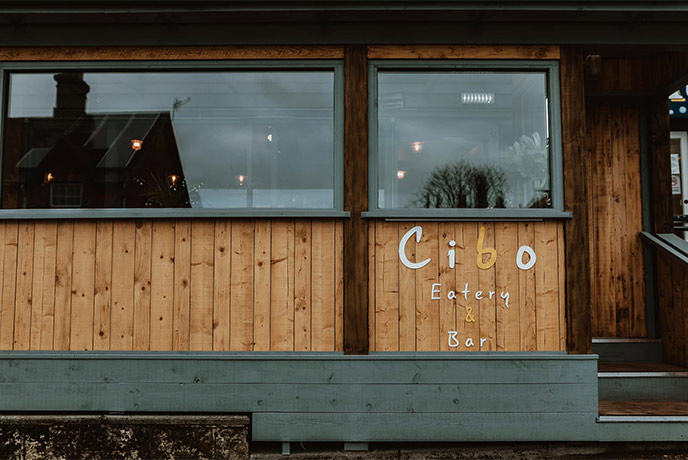 The wooden exterior of Cibo on the Isle of Wight