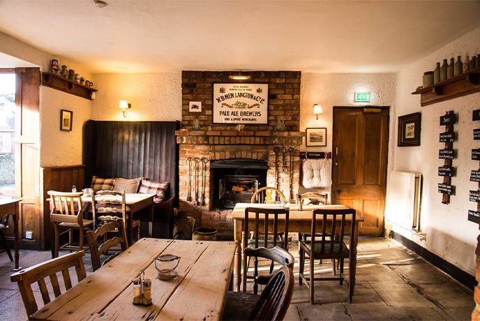 The cosy dining room at The Red Lion on the Isle of Wight