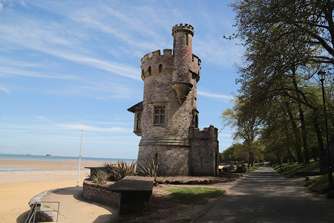 Appley Tower on the beach near Puckpool Battery