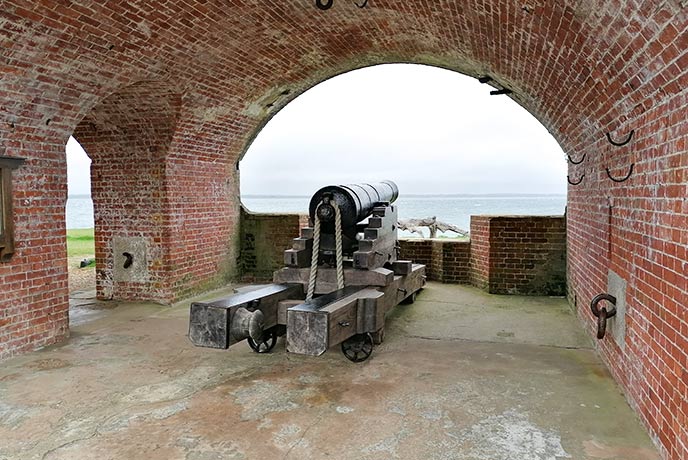 A canon points out to see at Fort Victoria Country Park