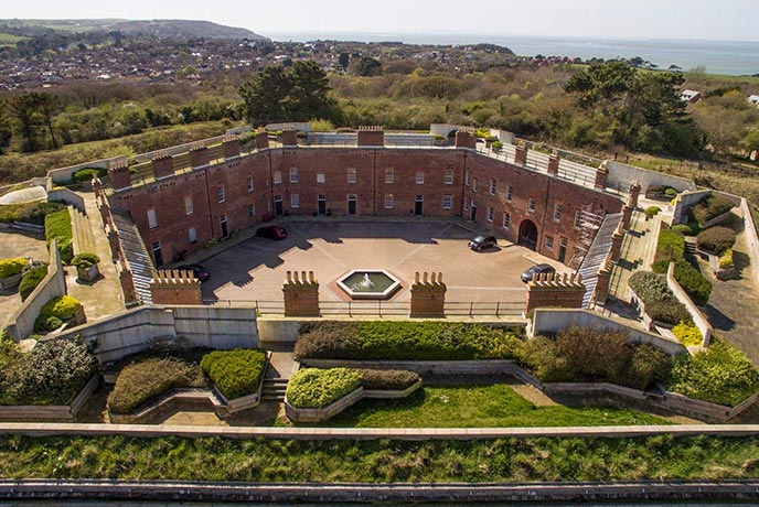 The impressive hexagonal Golden Hill Fort on the Isle of Wight